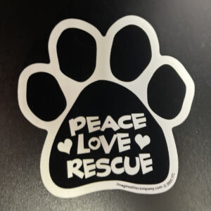 Peace Love Rescue paw-shaped Magnet